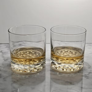 Set of 6 Vintage Old Fashioned Glasses, 8 Ounce Whiskey or Rocks Glasses, Libbey Nob Hill Clear Pattern, Made in USA