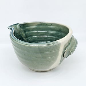 Studio Pottery Batter Bowl: Hand-Built 8-Cup Mixing Bowl with Spout