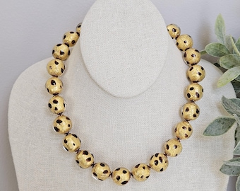 Vintage Murano Glass Bead Necklace: 17.5 Inch Venetian Collar Necklace