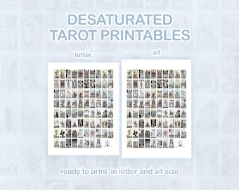 READY TO PRINT Desaturated Tarot Printable Files | Mini 78 Tarot Cards (Major and Minor Arcana) | Tarot Journaling