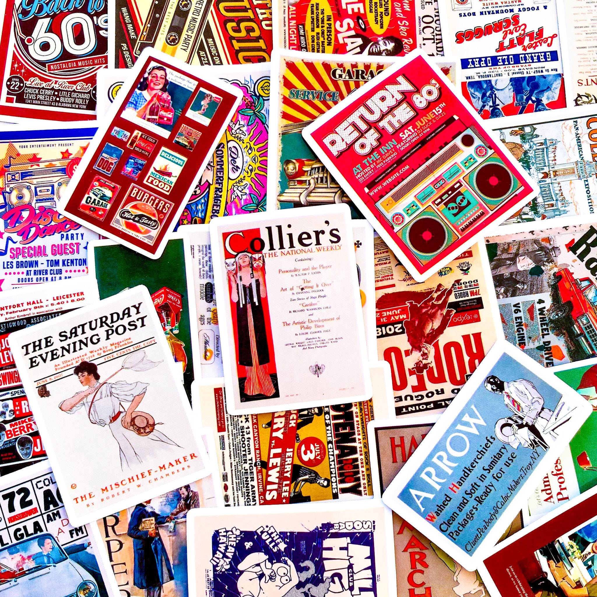 50PCS Retro Poster Stickers, Vintage Magazine Cover Stickers, Bold ...