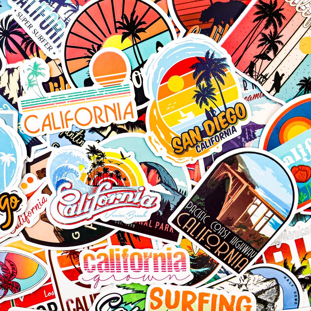 50PCS California Sticker Pack, Nature Stickers, Retro Stickers ...