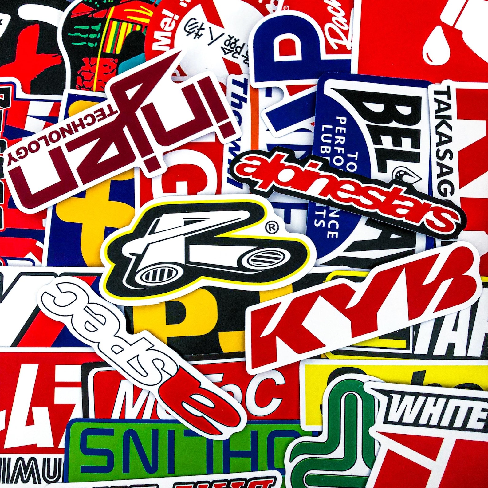 100 Random Car Brand Stickers, JDM Racing Stickers, Motorcycle Helmet ...