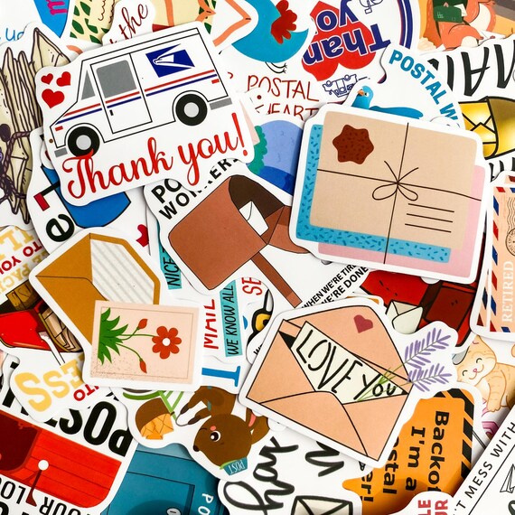 50 Random Mail Humor Stickers, Funny Waterproof Postal Stickers, Postal Worker Humor Stickers Pack, Stickers for Postal Enthusiasts
