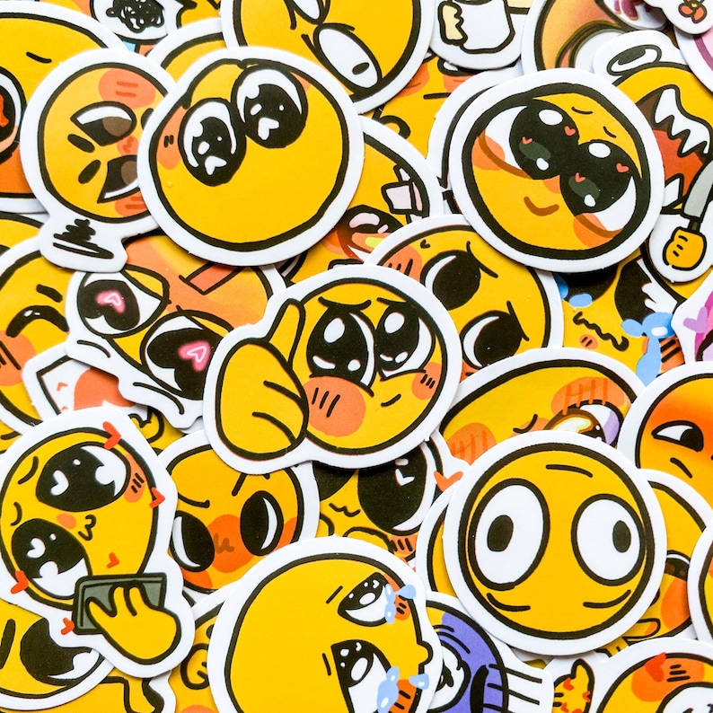 50pcs Cartoon Emoji Stickers, Funny Expression Faces, Mood Decals ...