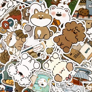 100 Random Cartoon Animal Stickers, Cute Dog Stickers, Kawaii Stickers, Animal Stickers for Scrapbook, Journal, Kids' Craft, Water Bottle