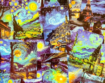 50PCS Dreamy Night Sky Stickers, Playful Celestial Art Stickers, Romantic Art Stickers, Oil Painting Stickers for Sketchbooks, Scrapbooks