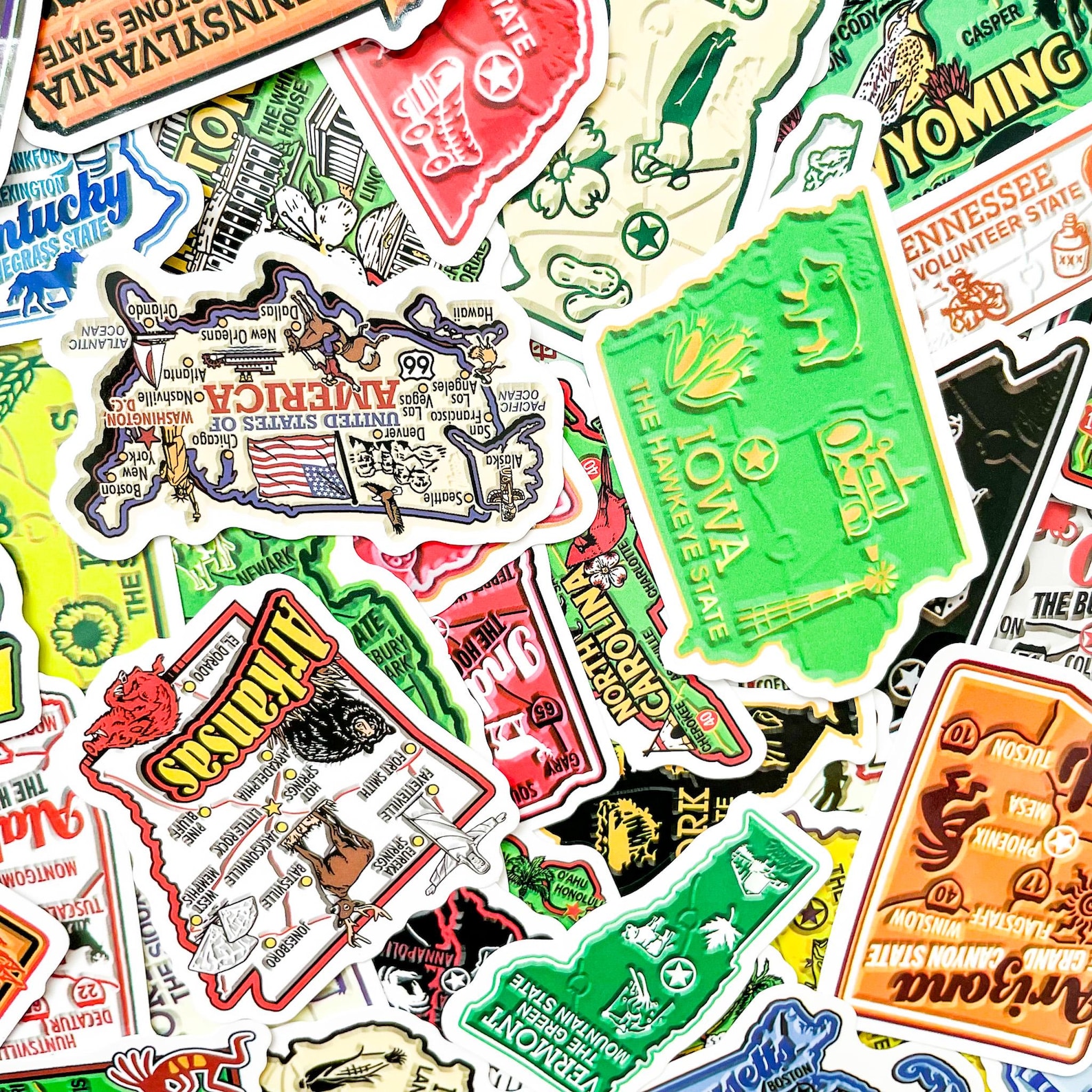 Local Sticker Ideas 50PCS Colorful Local State Map Stickers, Regional Icon Stickers ...