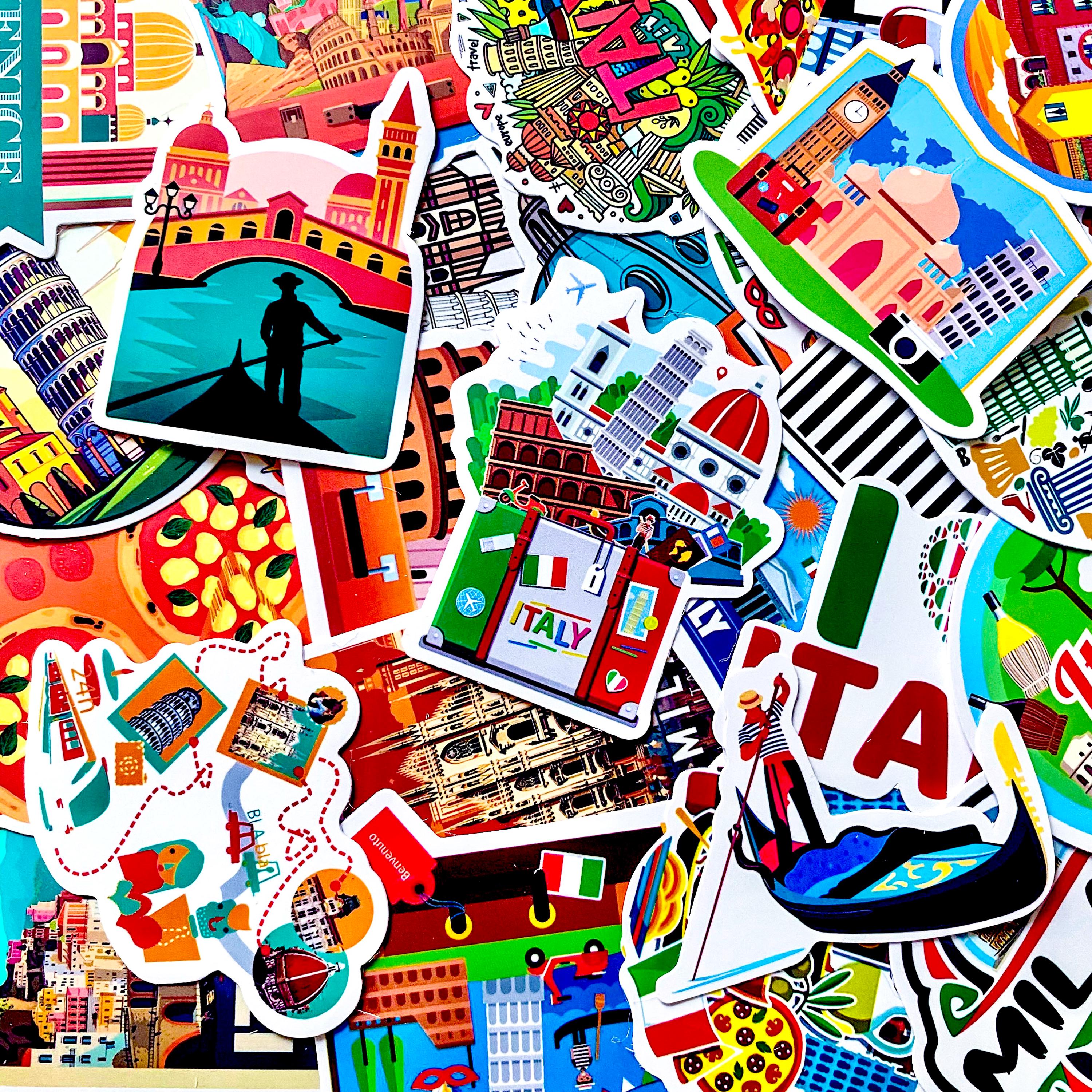 50PCS Italian Landmarks Stickers, Rome Stickers, Pisa Stickers ...