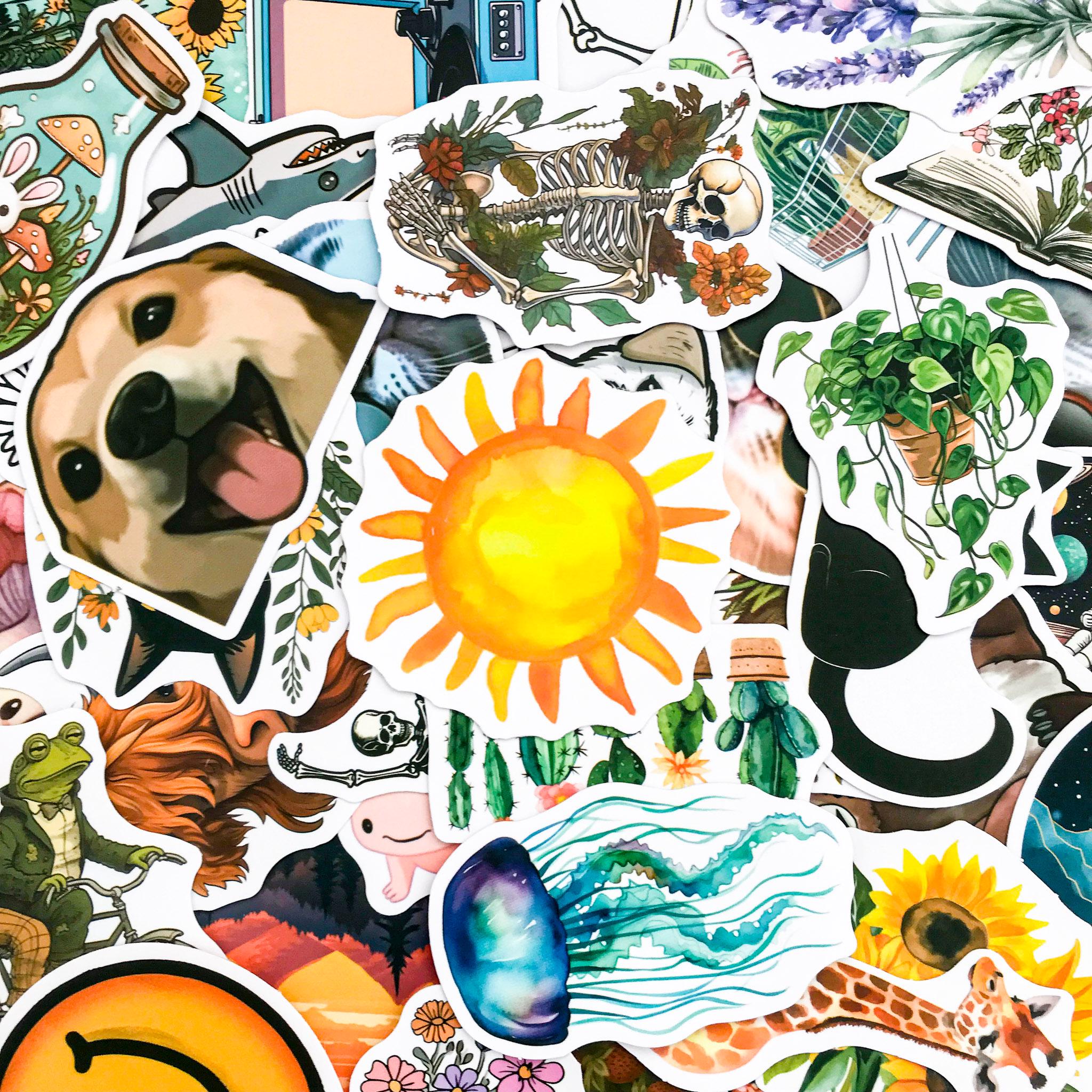 50 Random Theme Stickers, Retro Aesthetic Nature Stickers, Plants ...