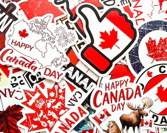 50PCS Proud Canadian Patriot Sticker Pack, Playful National Graphic Stickers, Red White Maple Leaf Stickers for Luggage, Scrapbooks, Laptops