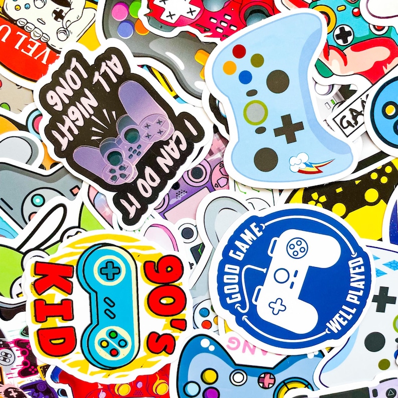 50PCS Gamer Controller Stickers, Colorful Pixel Art Gaming Stickers ...