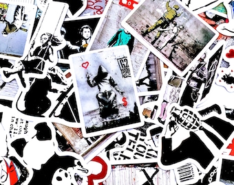 50PCS Banksy Graffiti Art Stickers, Political Street Stickers, Thought-Provoking Stickers, Visual Resistance Stickers for Notebook, Luggage