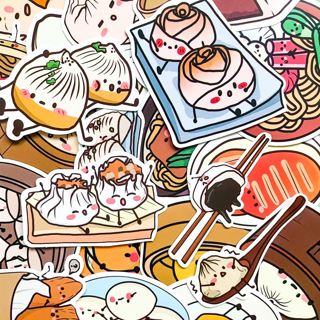 50PCS Kawaii Dim Sum Stickers, Cute Dumpling Stickers, Funny Steamed ...