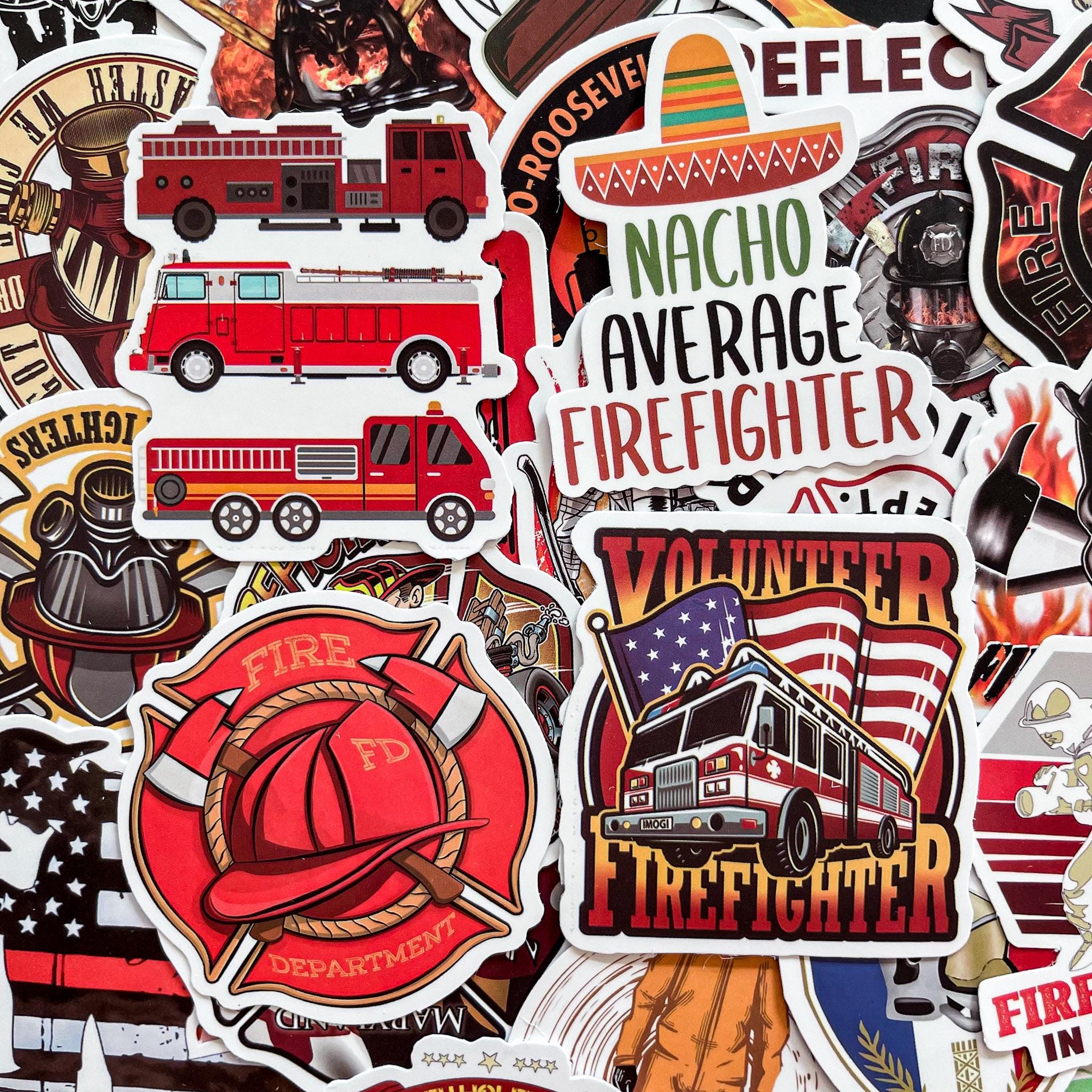 Firefighter Ric Sticker 50 Random Firefighter Stickers, Fire Helmet Decals, Firefighter Quote ...