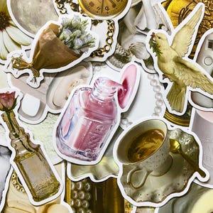 100 Random Vintage Stickers, Retro Aesthetic Stickers, Antique Waterproof Stickers, Sticker Pack for Journal, Scrapbook, and DIY Crafts