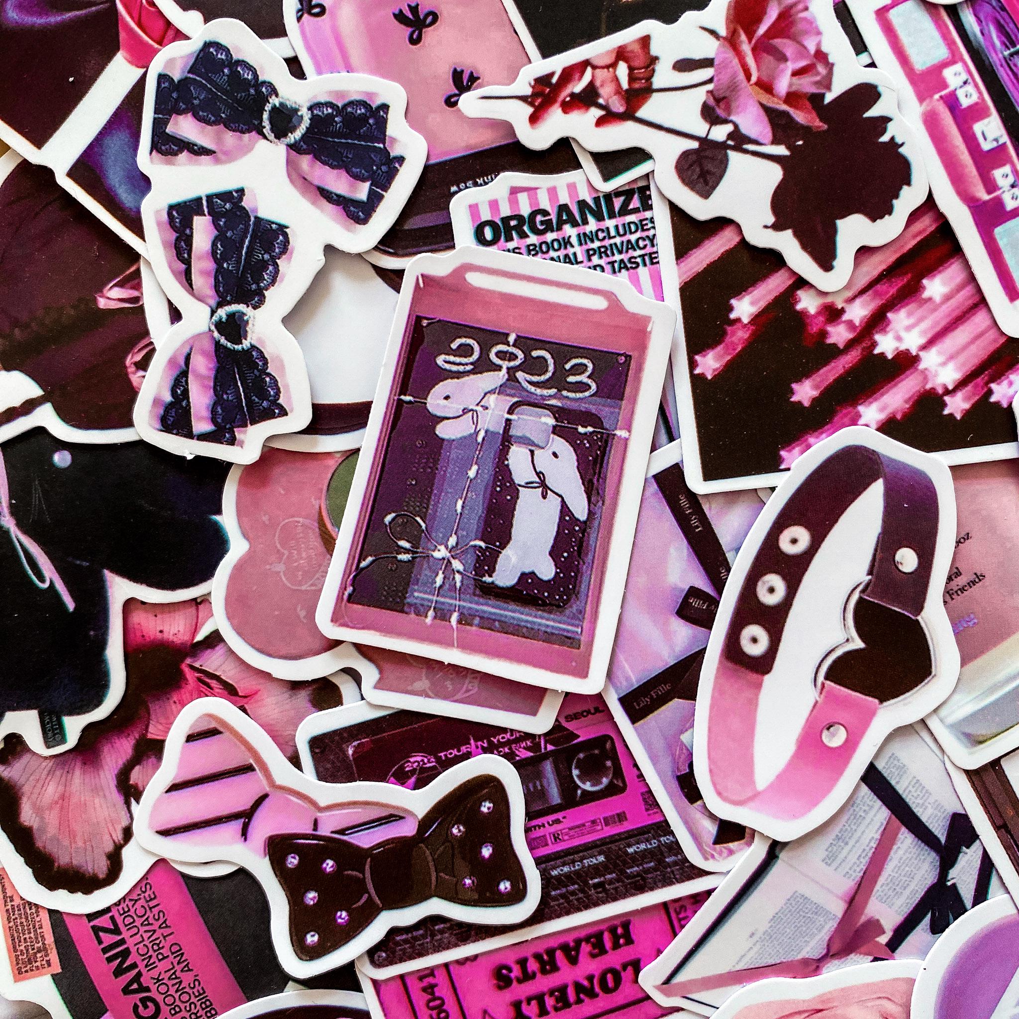 50pcs Chic Pink Fashion Stickers Pack, Vibrant Stylish Accessory ...