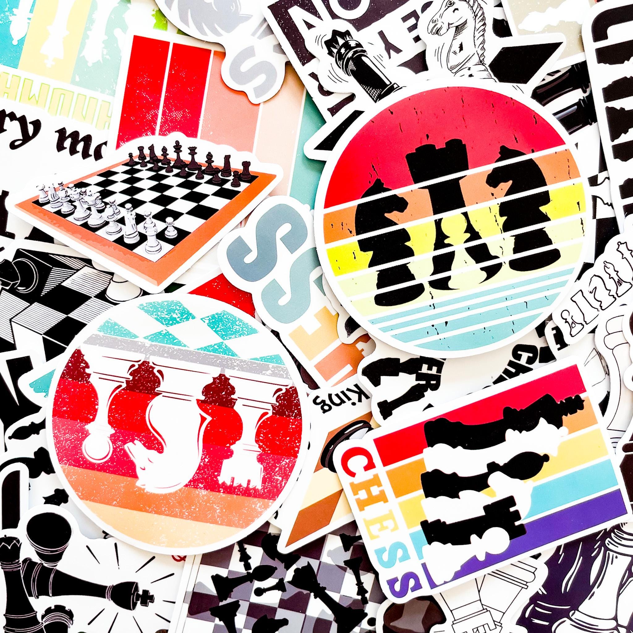50PCS Chess Aesthetic Stickers, Black White Game Stickers, Strategy ...