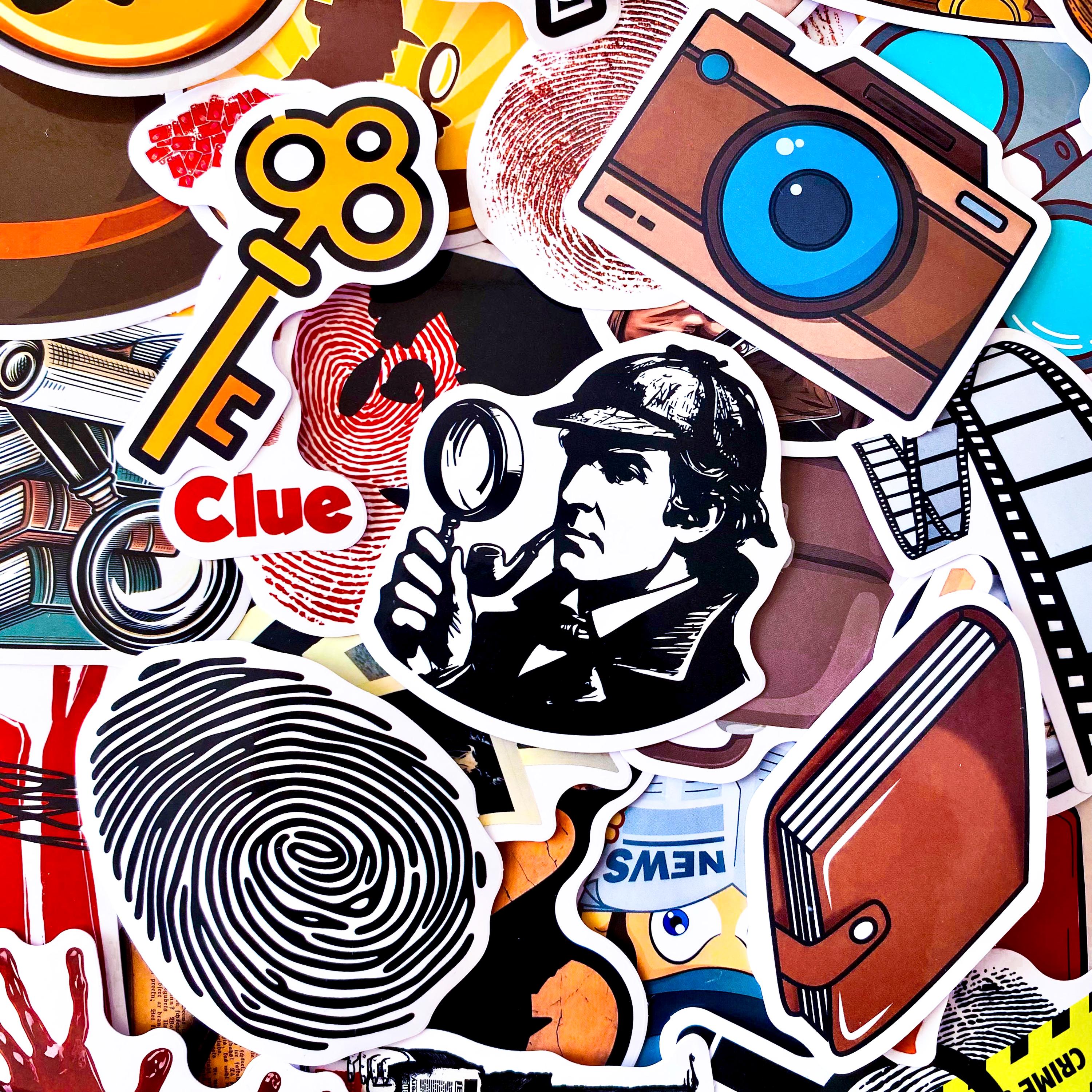 Investigation Sticker 50PCS Detective Mystery Stickers, Crime Scene Stickers, Gothic Clue ...