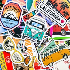 100 Californië-stickers, vintage stickers, coole waterdichte stickers, surfstickers, strandstickers, stickers voor plakboek en reisdagboeken