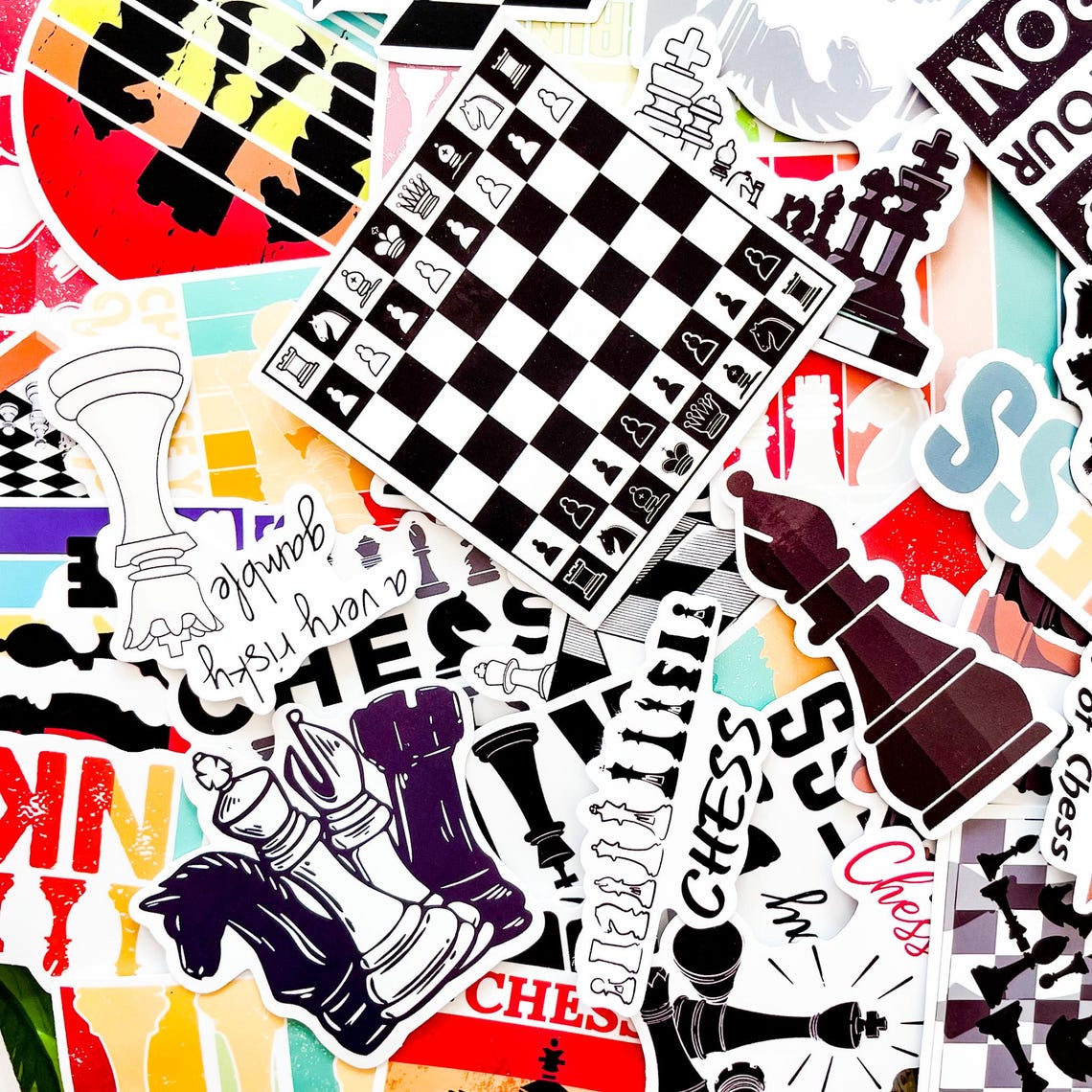 50PCS Chess Aesthetic Stickers, Black White Game Stickers, Strategy ...