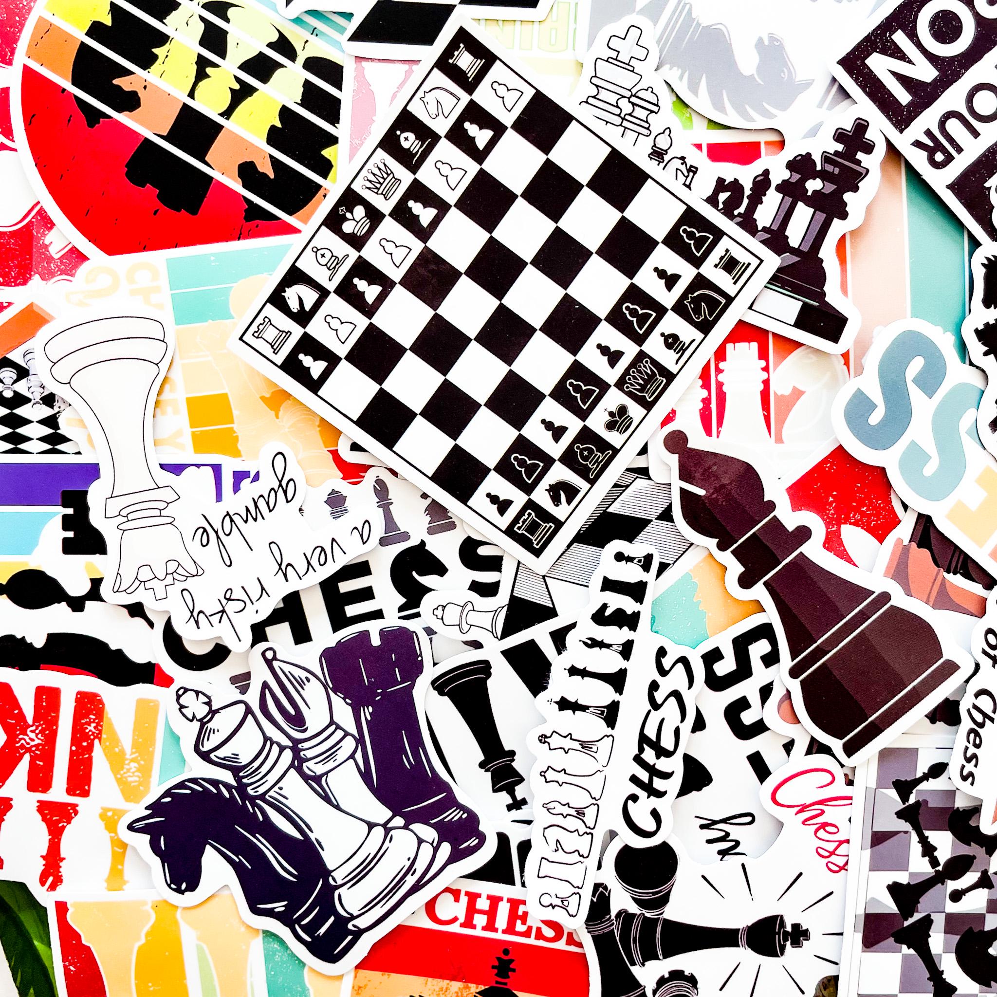 50PCS Chess Aesthetic Stickers, Black White Game Stickers, Strategy ...