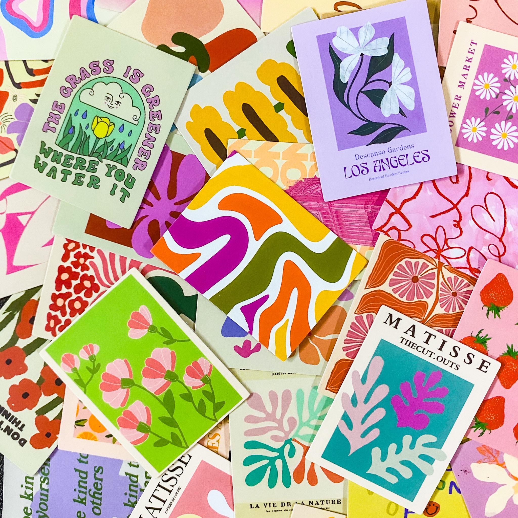 100 Random Matisse Art Stickers, Floral and Fruit Stickers, Colorful Art Stickers, Abstract Art Stickers Pack for Journal and Scrapbook