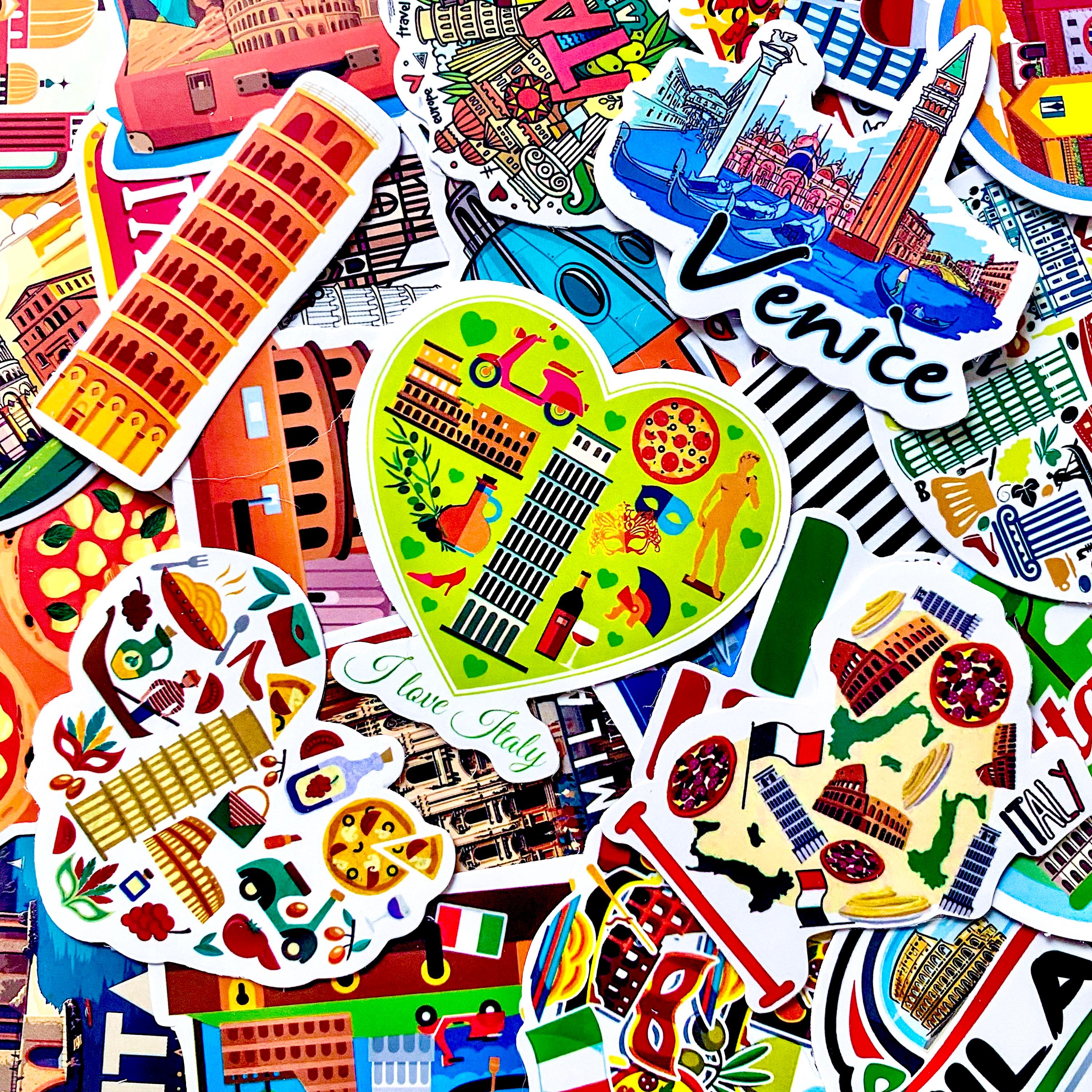 50PCS Italian Landmarks Stickers, Rome Stickers, Pisa Stickers ...