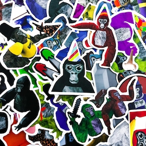 50 Random Gorilla Stickers, Cute Gorilla Stickers, Cartoon Animal Stickers for Kids, Fun Stickers Pack for Scrapbook, Journal, Water Bottle