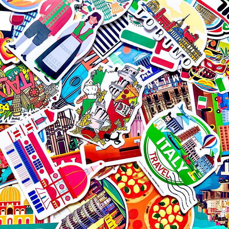 50PCS Italian Landmarks Stickers, Rome Stickers, Pisa Stickers ...
