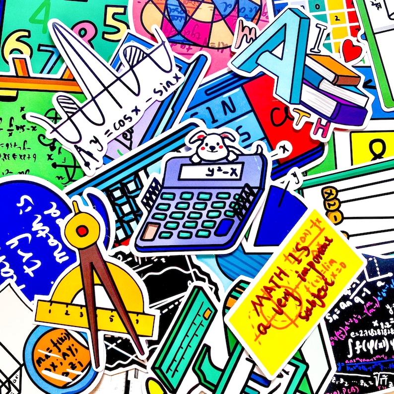 50PCS Science and Math Stickers, Question Mark Stickers, Geometric ...