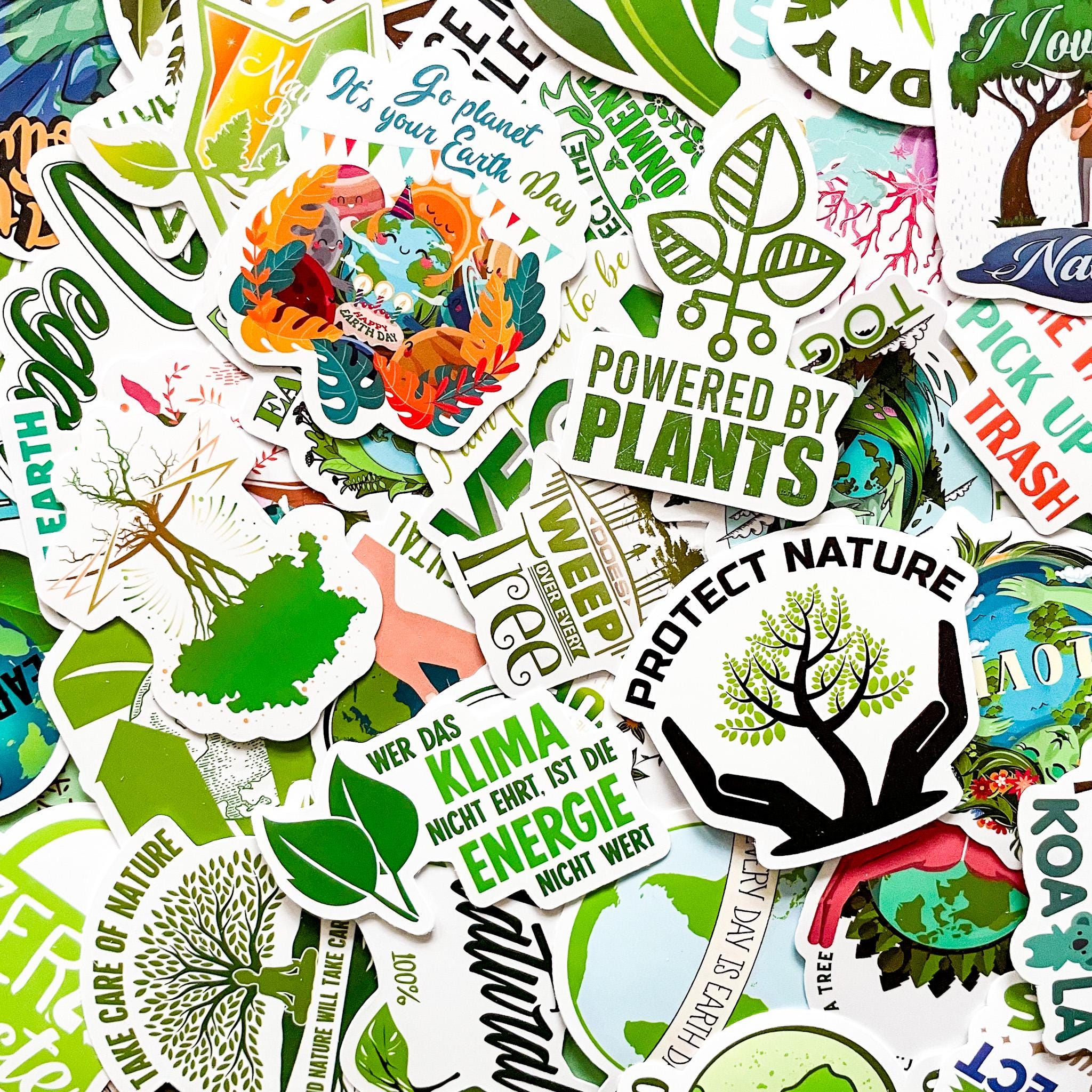 100PCS Green Environmental Stickers, Nature Life Stickers, Eco Plant ...