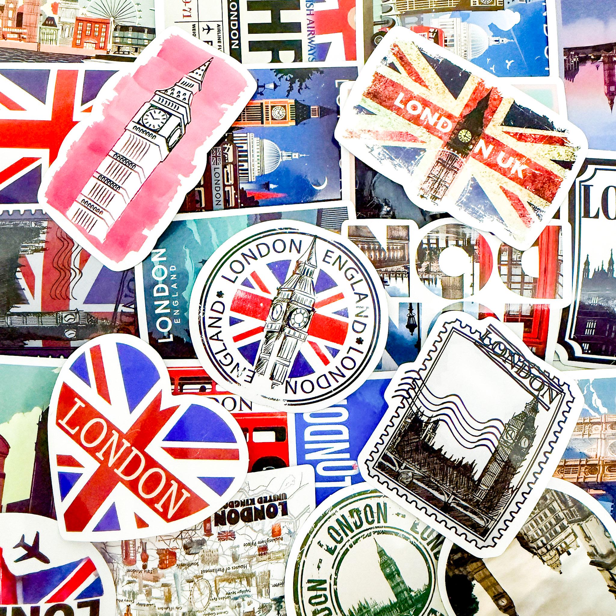 50PCS Iconic London Stickers, Retro Travel Stickers, British Capital ...
