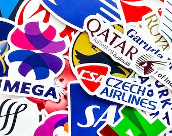 50PCS Global Airline Stickers, Boarding Passes Stickers, Aviation Brand Stickers, Playful Travel Carrier Stickers for Phone Cases, Scooter