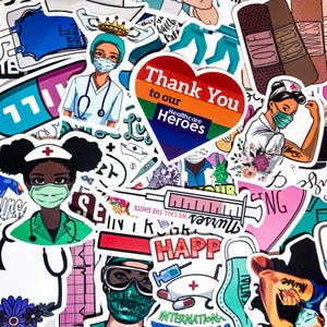 100pcs Medical Stickers, Nursing Student Essentials, Funny Nurse Decals, Hospital and Clinic Stickers, Inspirational Medical Vinyl Stickers