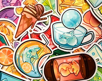 50 Random Cute Hawaii Stickers, Vintage Vinyl,  Kawaii Fox Design, Waterproof Vinyl Stickers, Laptop Stickers Pack