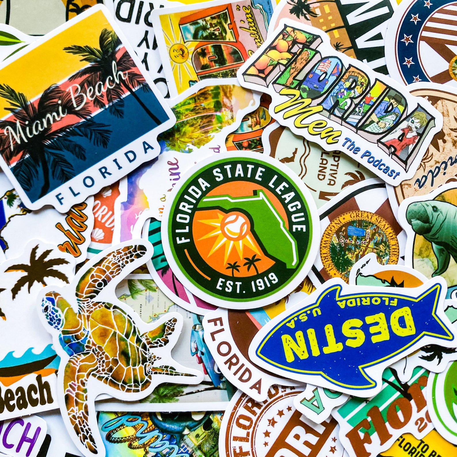 50 Random Florida Stickers, Beach Vacation Stickers, Sunshine State ...