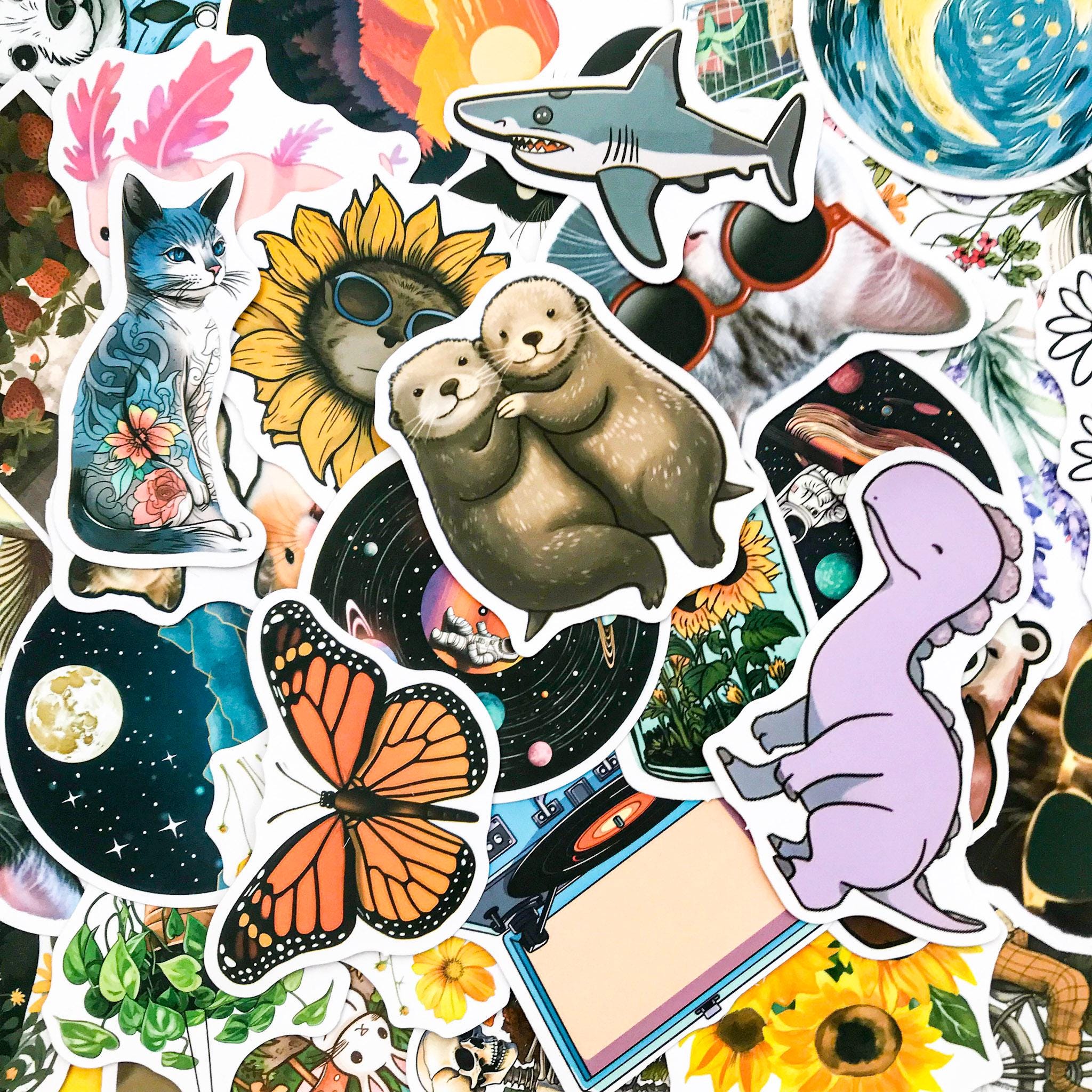 50 Random Theme Stickers, Retro Aesthetic Nature Stickers, Plants ...