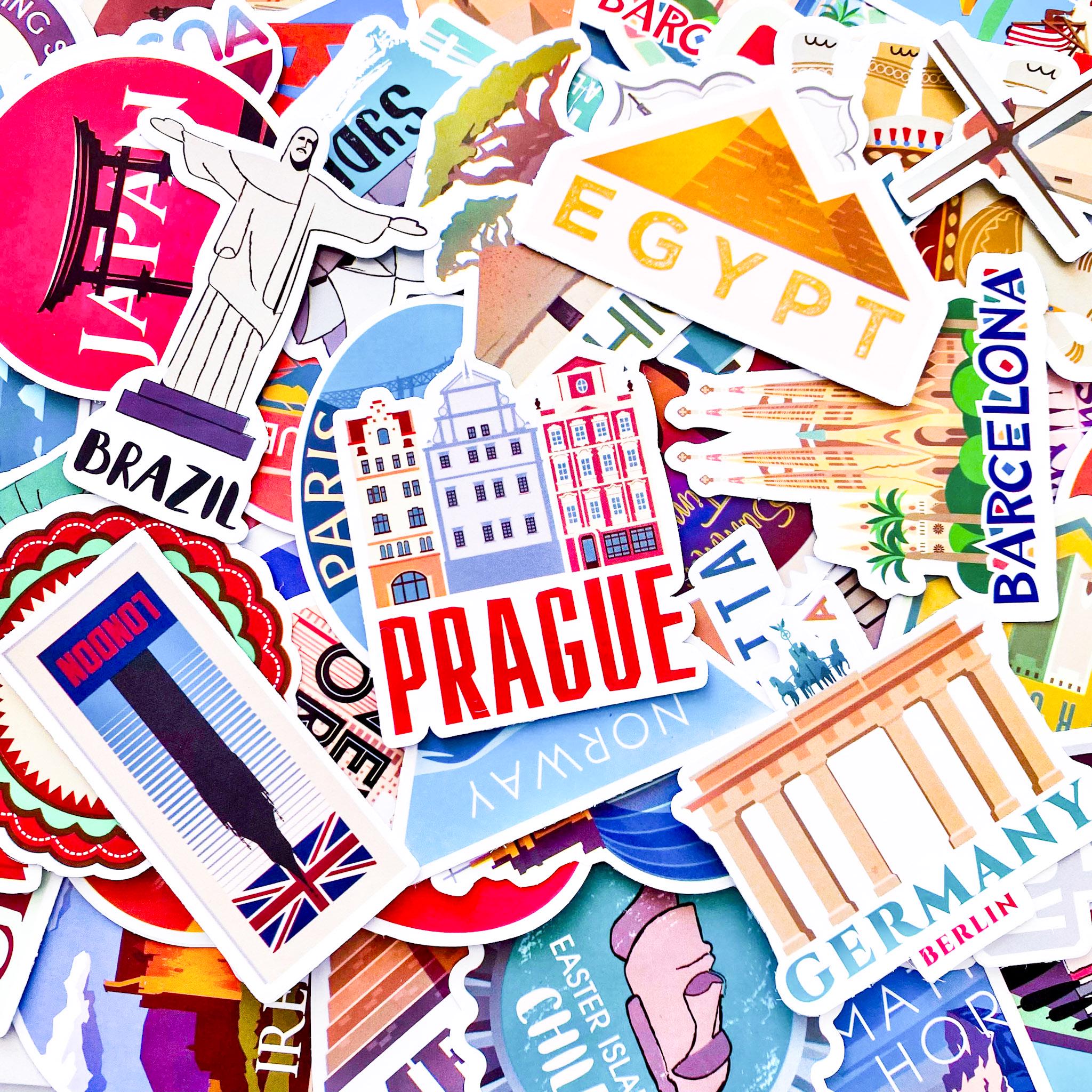 City Sticker Examples 100PCS Retro Travel Stickers, Vintage Destination Landmark Stickers ...