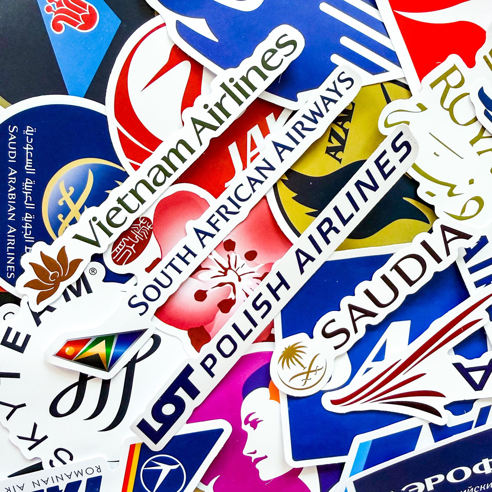 50PCS Global Airline Stickers, Boarding Passes Stickers, Aviation Brand ...