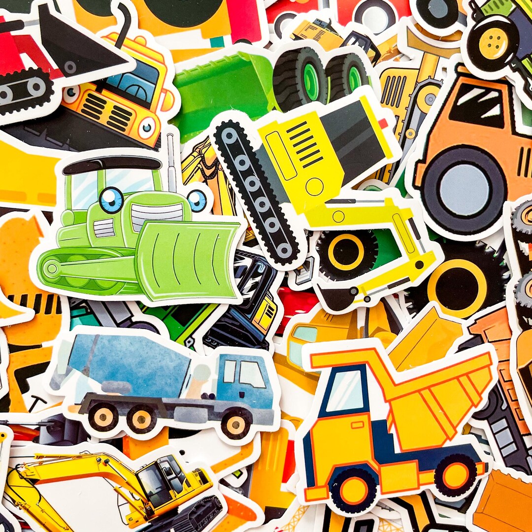 Tall Machine Sticker 50PCS Construction Machine Stickers, Vibrant Excavator Stickers, Bright ...