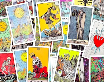 50PCS Ukiyo-e Sticker Pack, Mystical Fortune Stickers, Retro Tarot Card Stickers, Colorful Traditional Art Stickers for Notebook, Stationery