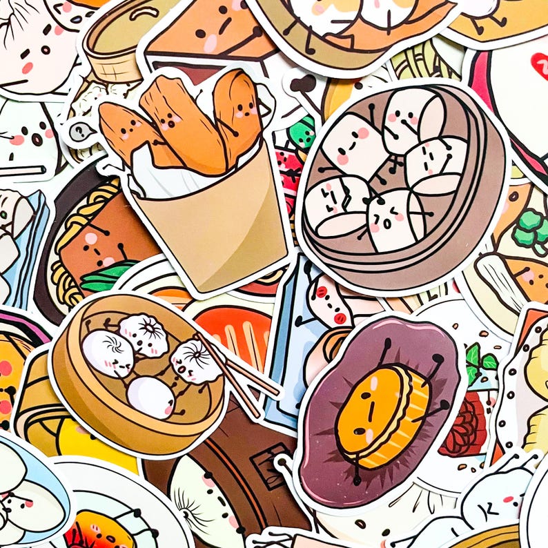 50PCS Kawaii Dim Sum Stickers, Cute Dumpling Stickers, Funny Steamed ...