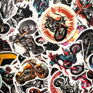 100 Random Biker Stickers, Motorcycle Decals, Dirt Bike Stickers, Cool Biker Decals, Waterproof Stickers for Motorbike and Helmets
