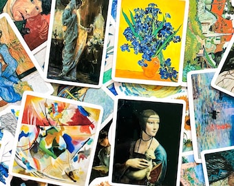 Lot de 50 autocollants emblématiques d'art et de sculpture, autocollants d'oeuvres d'art uniques, autocollants de peinture rétro, autocollants intemporels pour les amateurs d'art et les collectionneurs