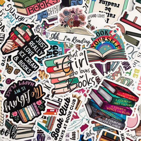 50 Random Reading Quote Stickers, Aesthetic Book Stickers for Bibliophiles, Book Lover Stickers, Waterproof Stickers for Kindle and Laptops