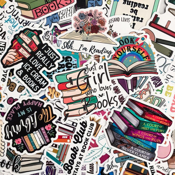 50 pegatinas aleatorias con citas sobre lectura, pegatinas estéticas para bibliófilos, pegatinas para amantes de los libros, pegatinas impermeables para Kindle y portátiles