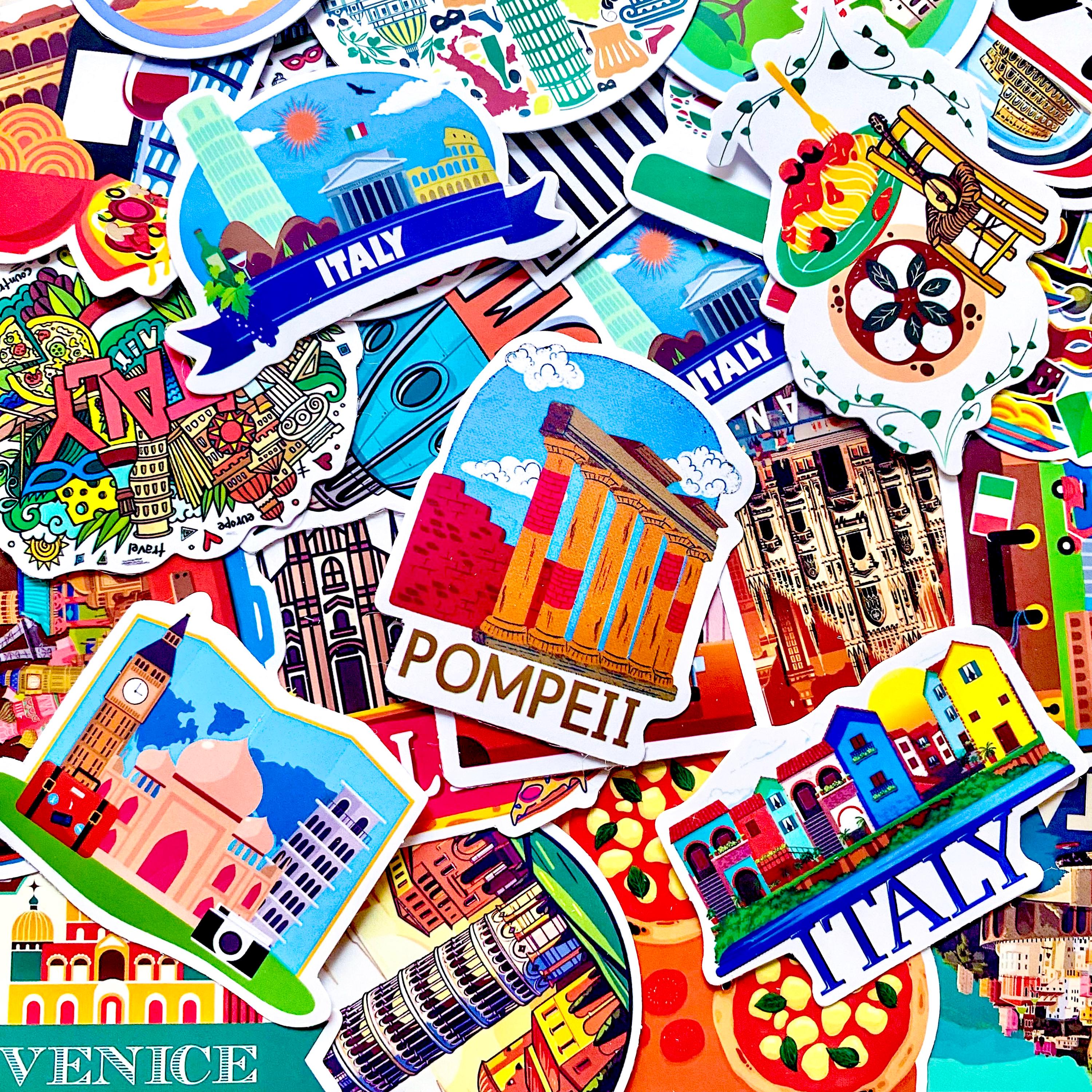 50PCS Italian Landmarks Stickers, Rome Stickers, Pisa Stickers ...