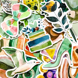 50 pegatinas de acuarela retro aleatorias, pegatinas estéticas para amantes de la acuarela, paquete de pegatinas antiguas impermeables para equipaje, botella de agua
