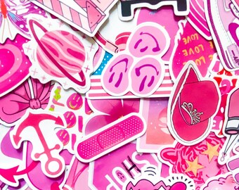 ピンクをテーマにしたステッカー100枚、かわいい美的ビニール